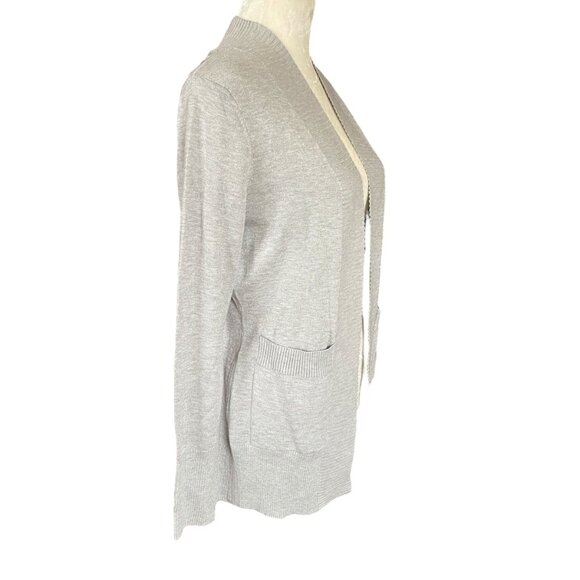 Folunsi women's medium light gray long sleeve stretchy open cardigan sweater - Picture 2 of 12